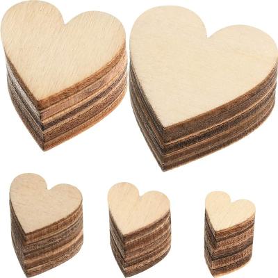 China Europe Heart Wooden Cutouts Unfinished Wooden Heart Slices Blank Embellishments Ornaments For Christmas Wedding Valentine DIY Supplies for sale