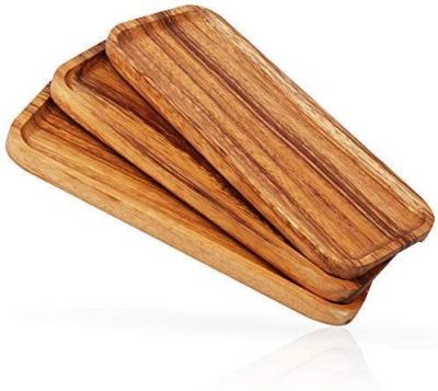 China Solid Wood Serving Trays and Durable Trays Set of 3 Dishwasher Strong Durable Safe Rectangular Party Plates Avoid Slipping and Spilling for sale