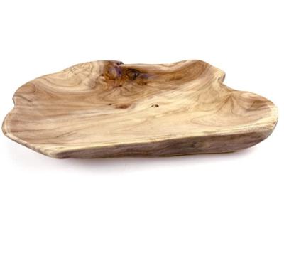 China Fruit Snack Dish Sustainable Wooden Tray Wood Root Carved Dish Wooden Serving Fruit Bowl Natural Handmade Wooden Serving Dish Hand-Carved 12.5 for sale