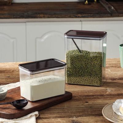 China Factory Viable Square Thickened Fruit Powder Box Kitchen Coffee Bean Sealed Cans Plastic Storage Transparent Box for sale