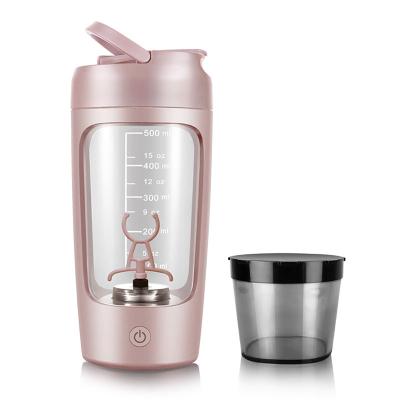 China Viable Electric Gym Protein Shaker Pink Mixer Bottle Blender Smart Gym Protein Shaker With Protein Storage Compartment Bottle for sale