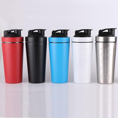 China Custom Viable Logo Double Wall Stainless Steel Blender Protein Shakers Bottle Metal BPA Free Shaker Bottle 750ml 500ml for sale