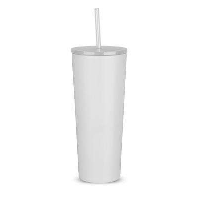 China Custom Logo Powder Coated Insulated Double Wall Tumbler Stainless With Lid And Manufacturer Straw for sale