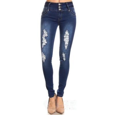 China Women's High Waisted Jeans Viable For Women Distressed Ripped Jeans Slim Fit Butt Lifting Skinny Stretch Jeans Denim Pants for sale