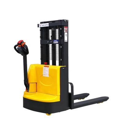 China Hotels Fully electric 1.5ton 3m walkie lifting stacker  automatic walking electric stacker for sale