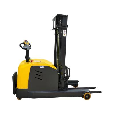 China Hotels Electric Reach 1.5ton Lithium Battery Stand Type Stacker 1500 Kg Electric Reach Stacker for sale