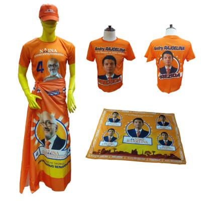 China Election Campaign Wholesale Customized African Election Campaign Polyester Print Plain Weave Wax Fabric 100% for sale