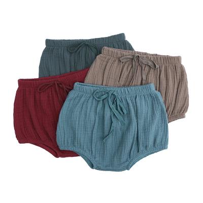 China Color Fade Proof 2022 PP Cotton Canvas Hot Selling Baby Boy Solid Color Infant Shorts 100% Cotton Gauze Shorts Kids Undo for sale