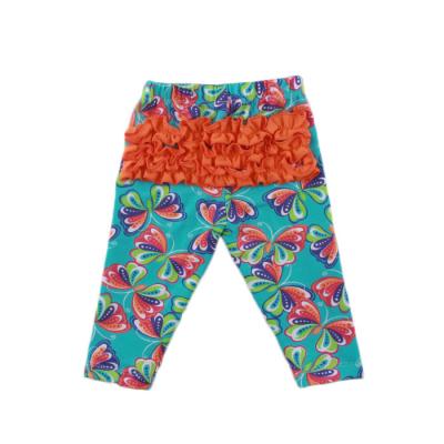 China Breathable Wholesale Babies Ruffles On PP Pants Butterfly Printed Kids Casual Pants for sale