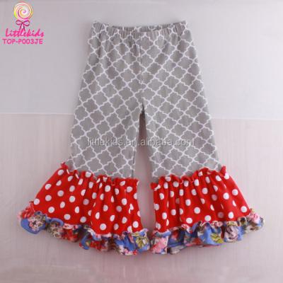 China Boutique Kids Breathable Ruffle Pants Cotton Toddler Babies Ruffle Pants Wholesale for sale