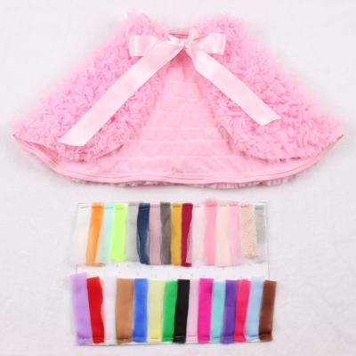 China Fashion Design Pink Babies Cape Breathable Chiffon Poncho Warm Kids Cape Coat With Bow Ribbon for sale