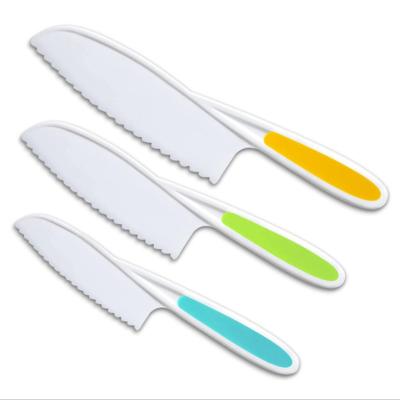 China Viable Knives for Kids 3-Piece Cooking Nylon Kitchen Knife Set: Kids Cooking Knives in 3 Sizes, Colors / Firm Handle, Serrated Edges for sale