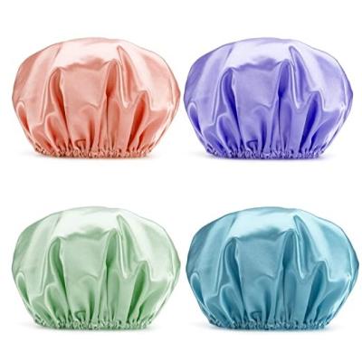 China Sustainable Waterproof Double Layers Bathing Shower Cap, Hair Protection, Reusable, EVA Bath Accessories Shower Caps for sale