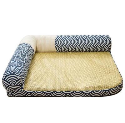 China Detachable Cat Nest Cat Blanket Summer Cat Bed Cool Cat Bed Detachable Corner Rattan Mat Dog Bed Sisal Mat Pet Beds for sale