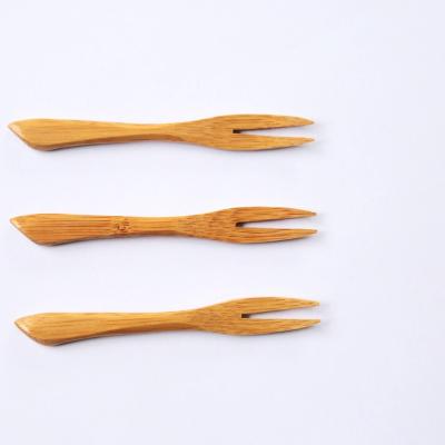 China Viable the handle of the fork is reuse bamboo dessert cutlery mini beveled bamboo fork for sale