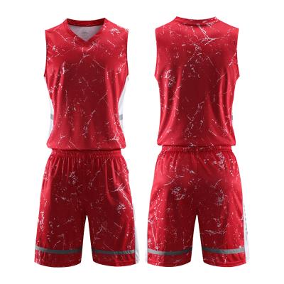 China Antibacterial Reversible Fully Sublimated Breathable Mens Adults Wear Basketball Uniform Set Kits Customized Tank Top And Training Sports Shorts for sale