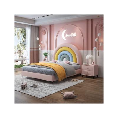 China HANYEE Fashion Adjustable Nordic Solid Wood Children's Bed 2m Kid's Princess (Other) Rainbow Bed Cartoon for Boys and Girls for sale