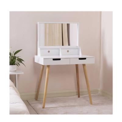 China HANYEE Dismountable Modern Adult Nordic Bedroom Vanity Table Mirror Girl Solid Wood Dressing Table Small for sale