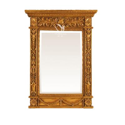 China Classic Large Size Rectangular Antique Gold Resin Mirror Frame Wall Mount Mirror Indoor Luxury Frame for sale