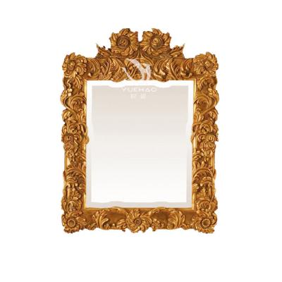 China Classic Interior Decoration Mirror Frame Classic Living Room Intricate Flower Carving Resin Mirror Frame for sale