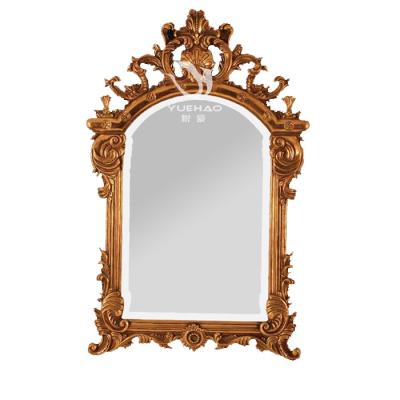 China European Classic Wall Mirror Resin Gold Mirror Frame Home Antique Carving Mirror Frame for sale