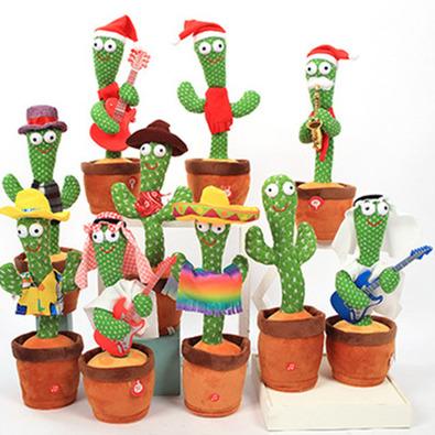 China Funny Repeat Dancing and Singing Toy Arabic Costume Voice Record USB Charging Repeat Plush Cactus Toys Cartoon TV Led Interactive Dancing Cactus for sale