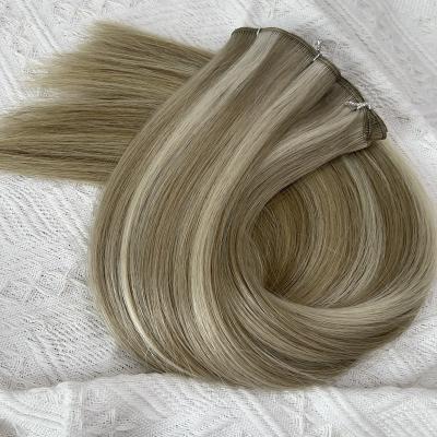 China No Hair Returns 2022 New Arrive Russian Hair 20 Inch Double Hand Drawn Tied Extension Cuticle Virgin Hair Hand Tied Weft Hair for sale