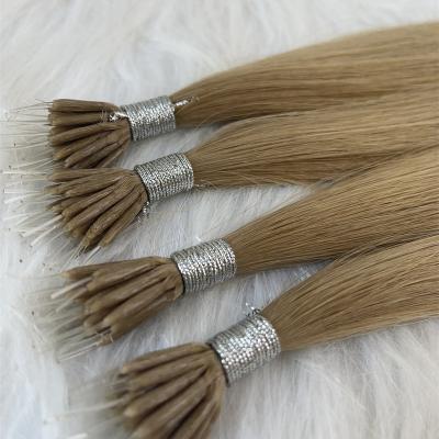 China Wholesale Russian Super Natural Wave Double Drawn Virgin Pre Bonded Nano Hair Extensions Silicone Ring Tip for sale