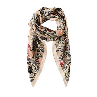 China Fashion silk scarf 2023 spring/square summer 90*90 silk scarf with dotted print shawl wholesale silk scarf for women for sale