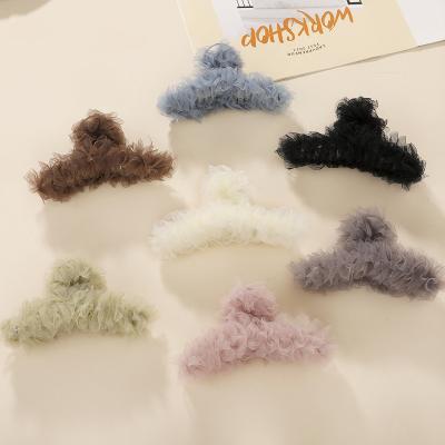 China 2023 Hot Selling Central Institute of Statistics Hair Decoration Hair Accessories Women Mesh Hair Clips Temperament Style Fluffy Hair Clips Korean Hairpins Women Lace Hair Clips For Girls for sale