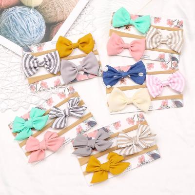 China European and American Style Nylon Band Children's Bowknot Hair Accessories Set Headband Ear Baby Hair Band Lovely Full Accessories Bow Cloth Children for sale