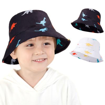 China New Cartoon Print Dinosaur Sunshade Kids Sunshade Outdoor Breathable Hat Daily Digital Fisherman Hat For Boys And Girls for sale