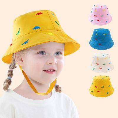 China New spring and summer sun hat daily breathable quick-drying beach hat cartoon dinosaur embroidered children's fisherman's hat for sale