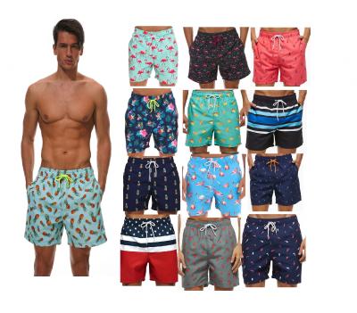 China Anti-wrinkle china polyester cotton fabric beach shorts wholesale mens printed beach shorts custom for sale