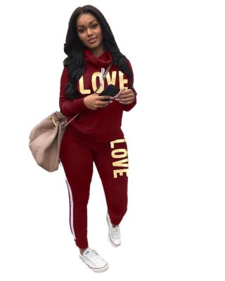 China 2021 Hot Selling Women Breathable Plus Size Letter Pile Pile Collar Pant Suit Winter Casual Jogging Biker Sweat Sets for sale