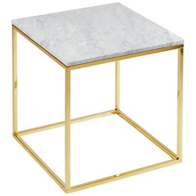 China Marble Stone Table Top - Modern Antique Brass and Marble Side Table with Stone Top for sale