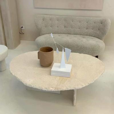 China Contemporary custom luxury table furniture design for hotel lobby home living room coffee side table luxury marble travertine table for sale