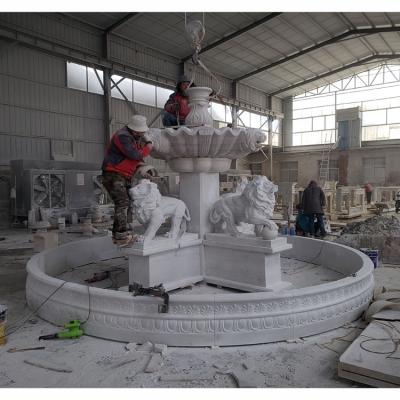 China Modern Bespoke Large Fountain Sculpture Outdoor Decoration White Marble Water Fountain for sale