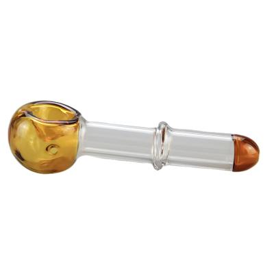 China China High Borosilicate Glass Tobacco Pipe Portable Yellow Durable Responsive Spoon Pipe Custom styles are accepted for sale