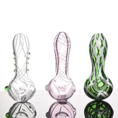 China China Sale Borosilicate Glass Spoon Herb Pipes Factory Hot Pink Green Hand Craft Highs Support Custom Styles for sale