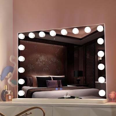 China 32*24 Inch Large Theatrical Lighted Hollywood Vanity Makeup Mirror for sale