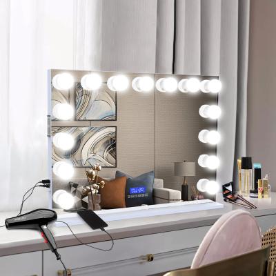 China Large Lighted Vanity Desk Hollywood Led Mirror Bluetooth Light Bulbs Touch Sensor Switch for sale