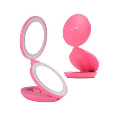 China Lighted Makeup Mirror Round Travel Portable Mirror With 10X Magnification Mirror for sale