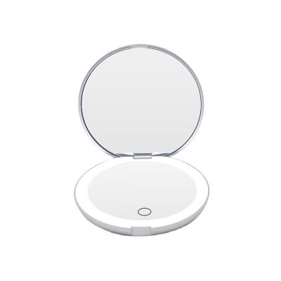 China Lighted Rechargeable Portable Magnifying Mirror Pocket LED Compact Mirror for sale