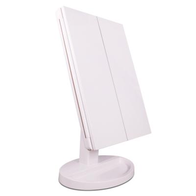 China Desk Mirror Triple Lighted Makeup Led Vanity Mirror 360 Degree Rotating Design for sale