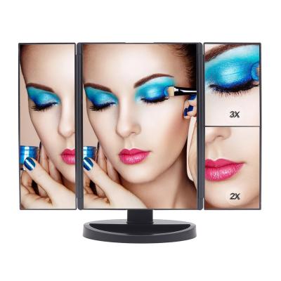 China 3 Way Magnifying Makeup Desktop Mirror With 1X/2X/3X Vanity Tabletop Magnifying Mirror for sale