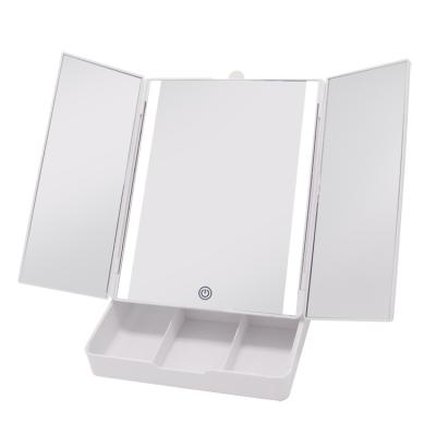 China Lighted Led Lights Beauty Mirror With Organizer for sale