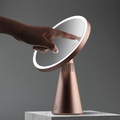 China Round Light Lit Led 3000 Mah Rechargeable Battery Makeup Led Mirror With Lighting for sale