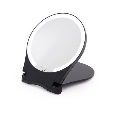 China Desk Lighted Foldable 10X Magnifying Mirror With LED Light Portable Travel Mirror Compact Mirror for sale