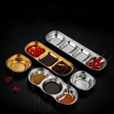 China Viable Hot Selling 304 Stainless Steel 304 Stainless Steel Korean Dipping Plate Tray Seasoning Dish for sale